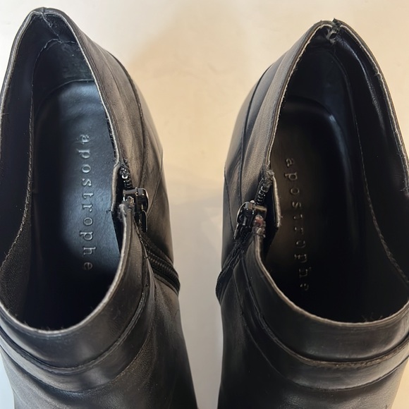 APOSTROPHE FONDA BLACK LEATHER SQUARE TOE ANKLE BOOT SZ 11 - Picture 5 of 16